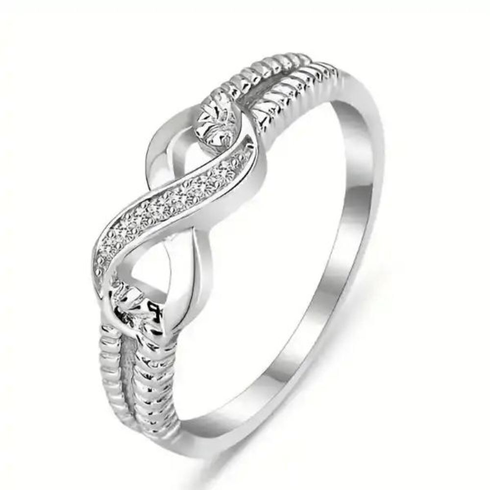 Infinity Silver Plated Diamond Ring - Picture 3 of 5